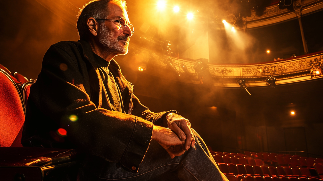 reasonofmoon_dramatic_medium_shot_of_Steve_Jobs_sitting_in_em_ff5ff0c3-2978-49ab-9c4b-224350a4f420_3