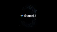 Gemini 3 로고: 검은 배경에 파란 점 3이 인상적인 디자인