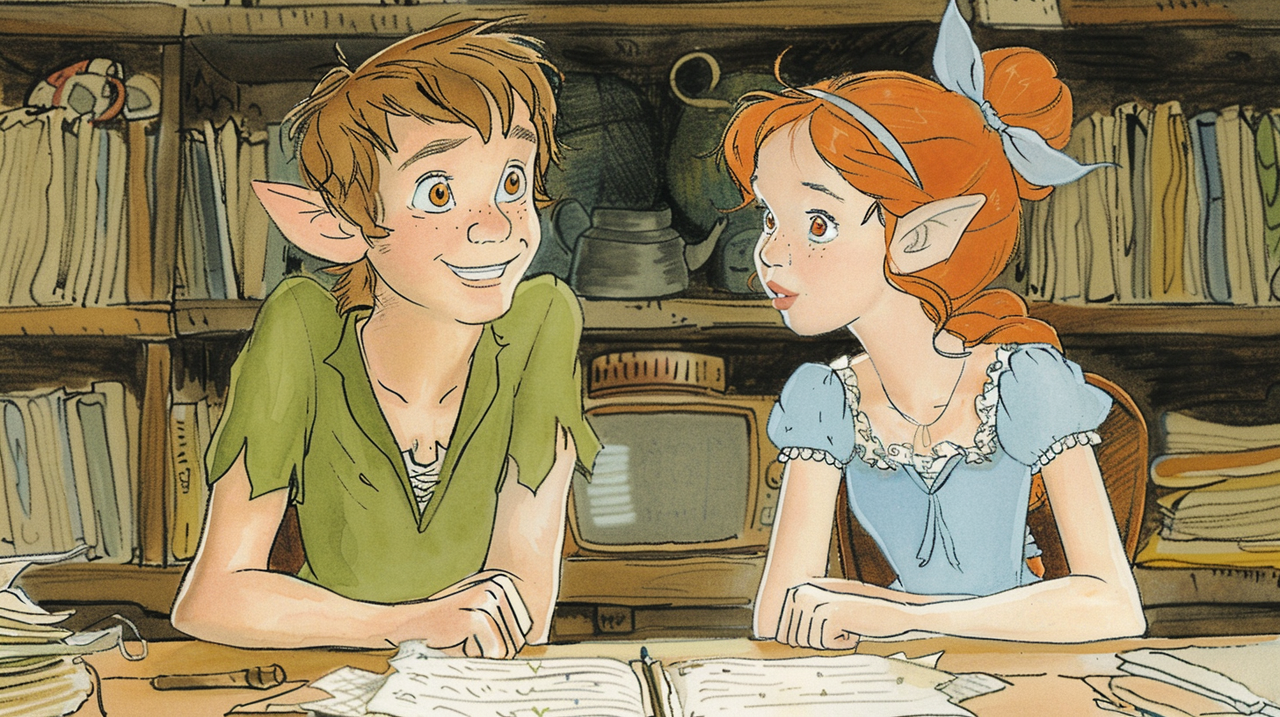 reasonofmoon_Peter_Pan_and_Wendy_sitting_in_front_of_a_computer_48f15bc4-f9b0-4ddc-abf8-efce969a2653