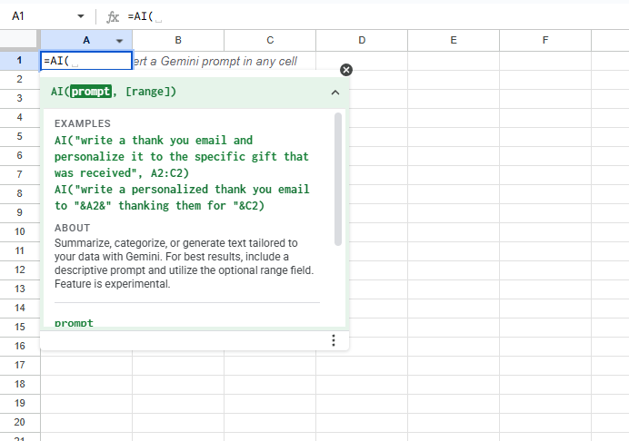Google Sheets에서 =AI 함수 사용하는 방법 완벽 가이드 image 2