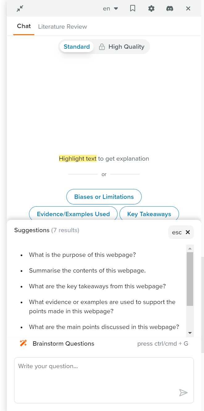 SciSpace chatbot interface for academic research, highlighting the conversational AI feature