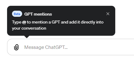 gpt 멘션 기능이 생겼습니다. GPTs 연속 호출 가능. image 1