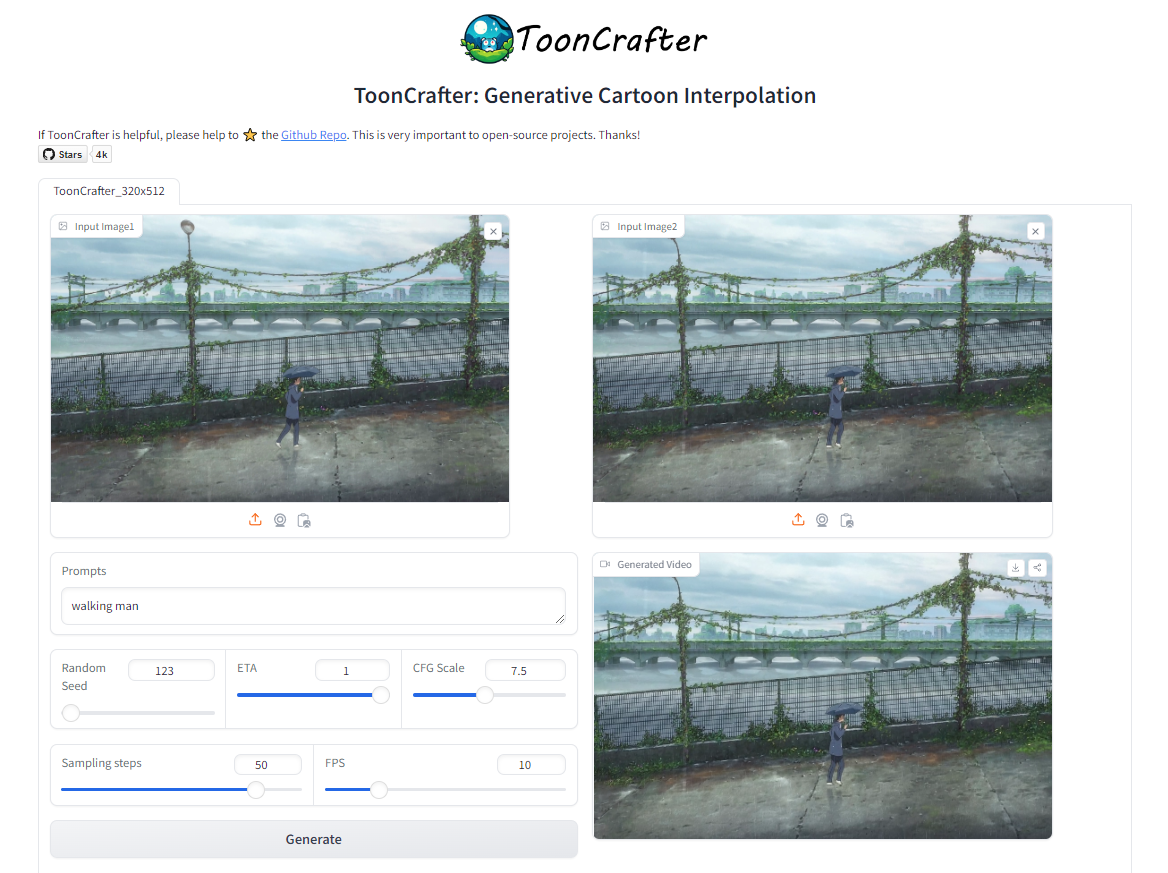 ToonCrafter - 이미지 2장을 바탕으로 애니메이션을 생성해주는 AI image 1